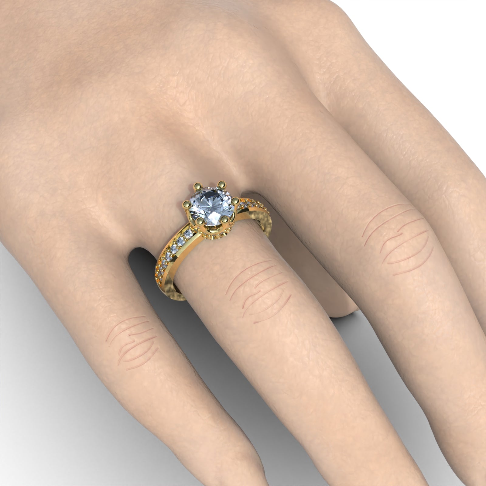 Crown ring with circular cut