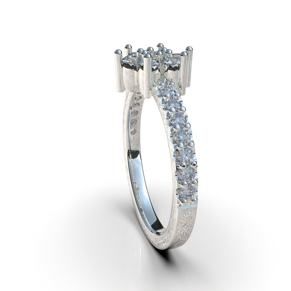 Anillo copo de nieve con piedras en plata 950