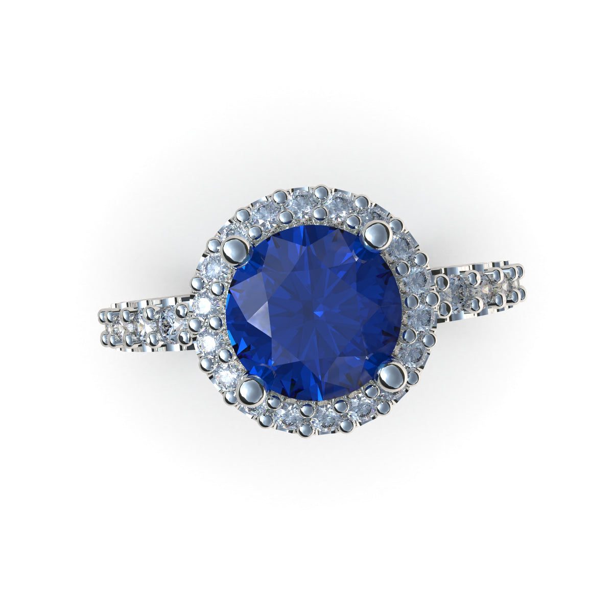 Anillo halo con piedra central en plata 950