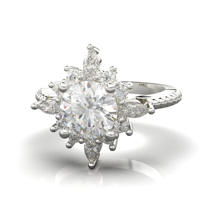 Anillo copo de nieve en plata 950