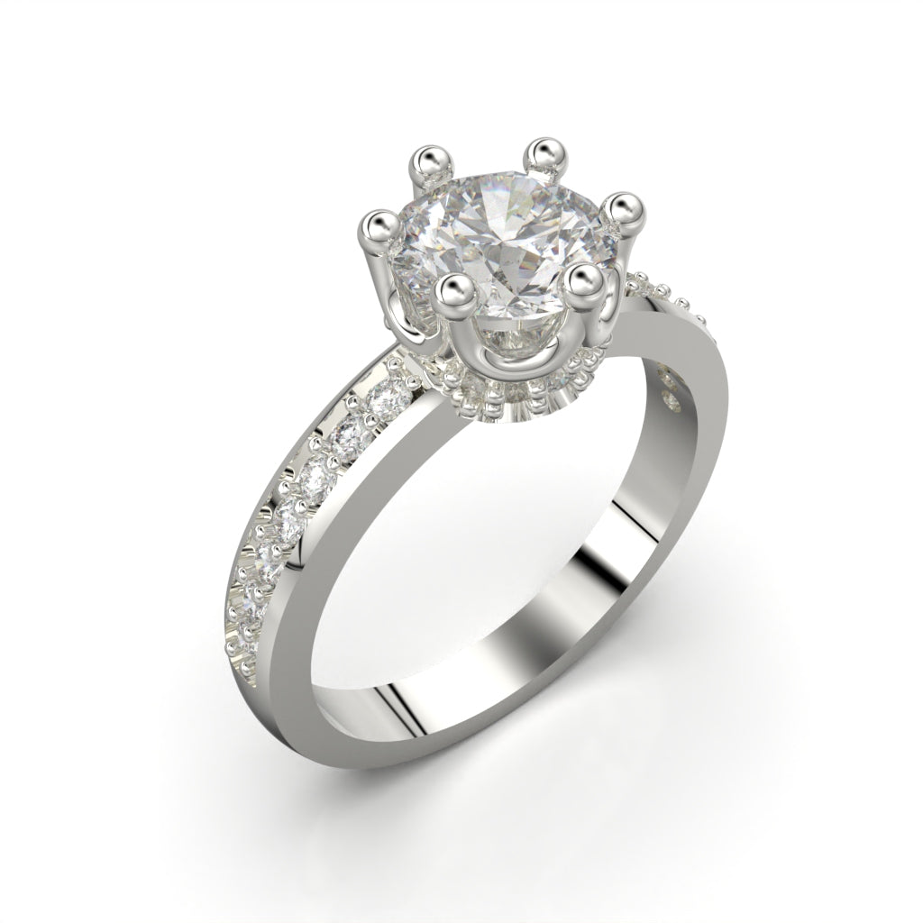 Anillo corona con piedras en plata 950