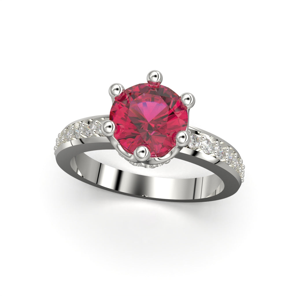 Anillo corona con piedras en plata 950