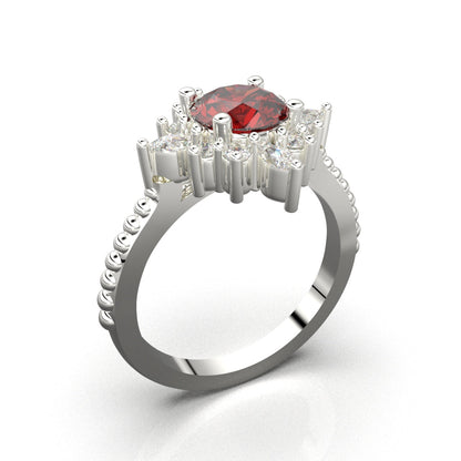 Anillo copo de nieve en plata 950