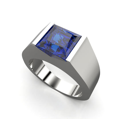 Anillo con piedra cuadrada en plata 950