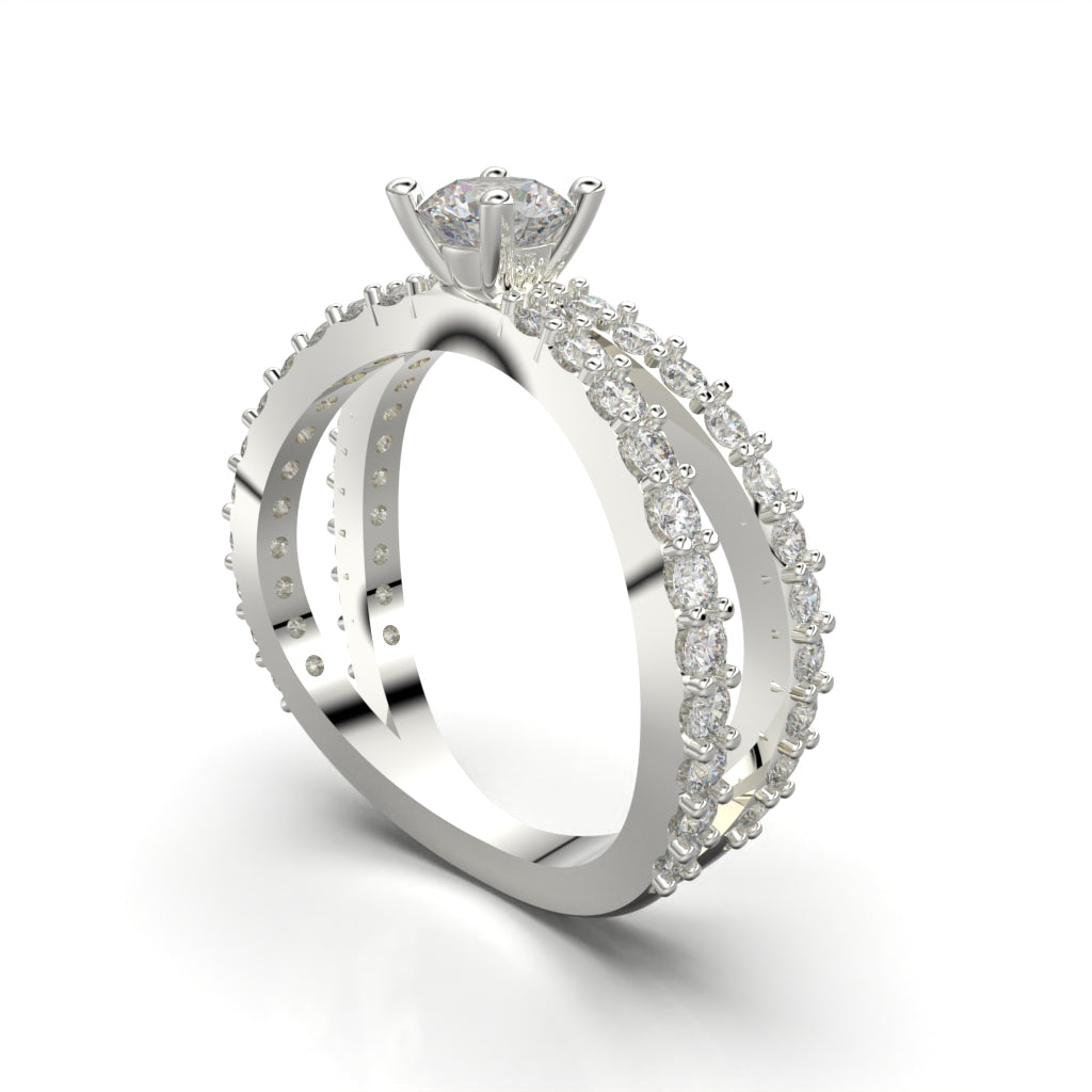 Double band ring with circular cut