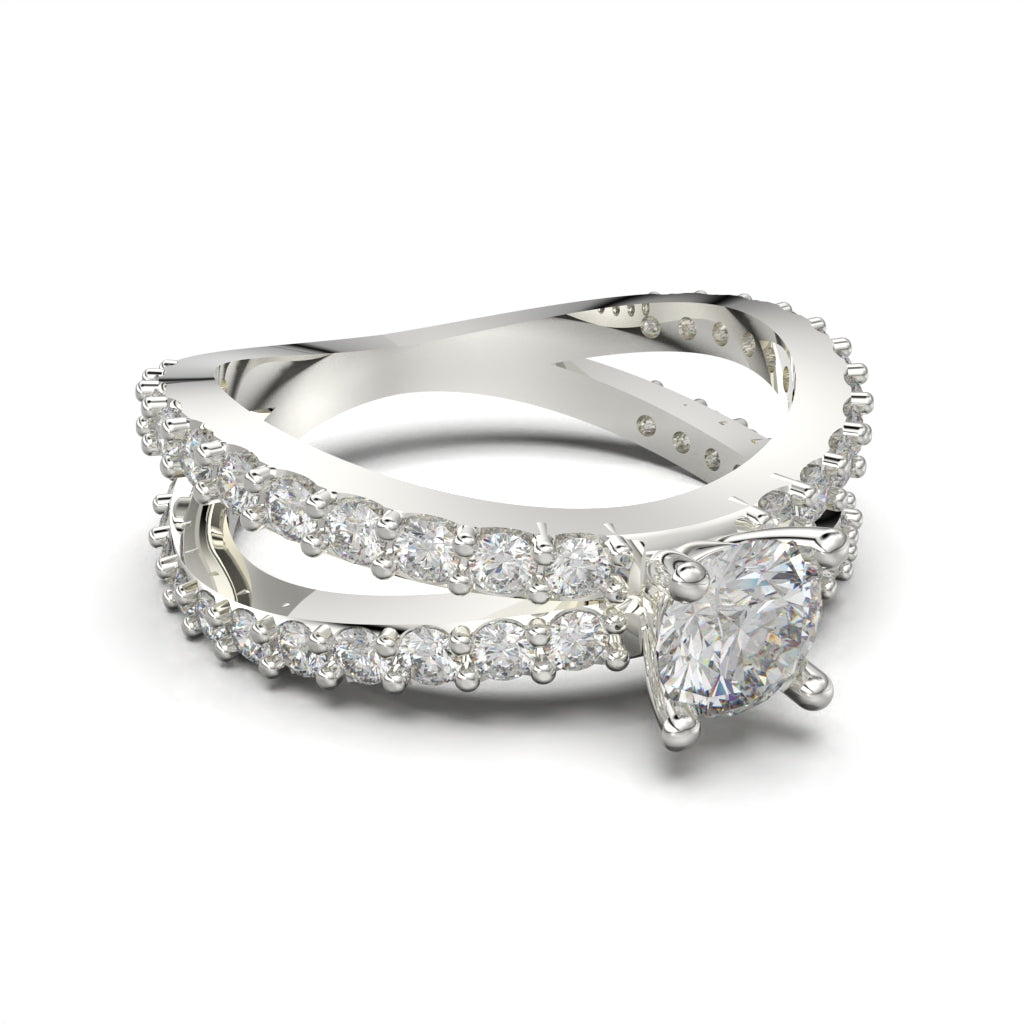 Double band ring with circular cut