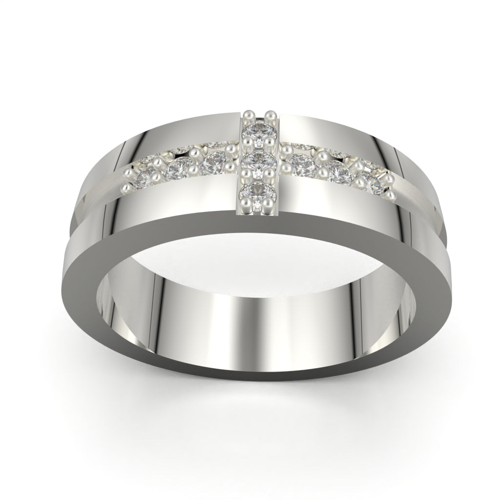 Anillo de cruz para hombre en plata 950
