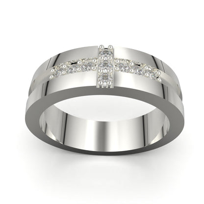 Anillo de cruz para hombre en plata 950