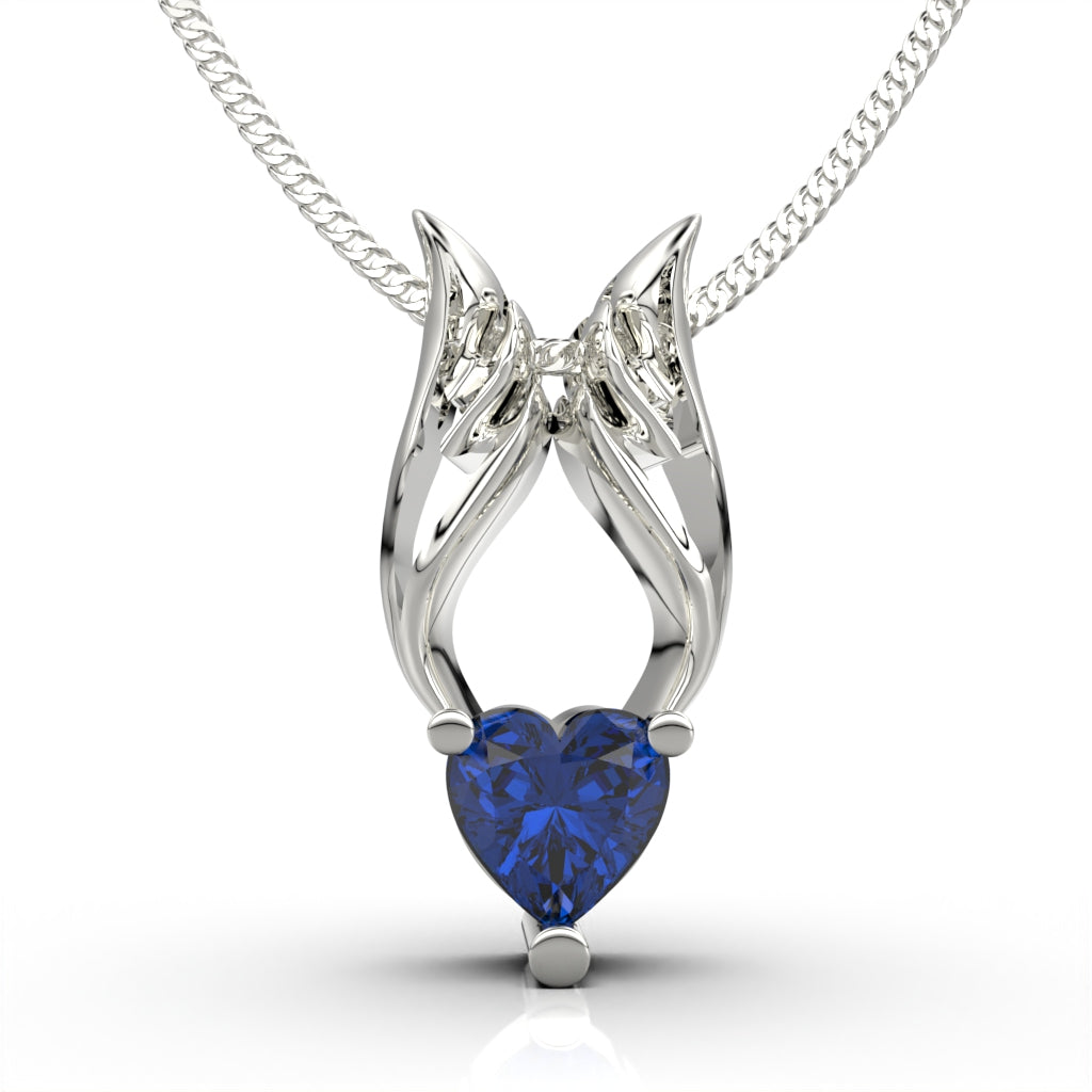 Angel Wing Necklace with Heart Cut