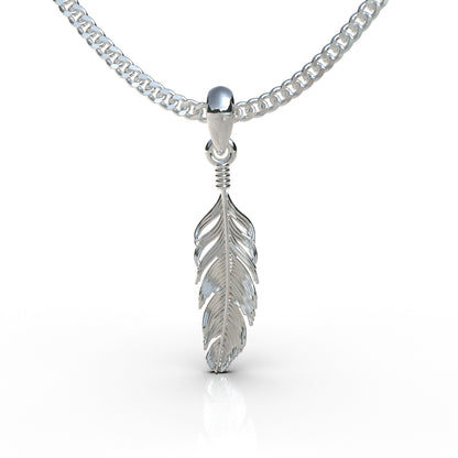 Collar de pluma en plata 950 para hombre