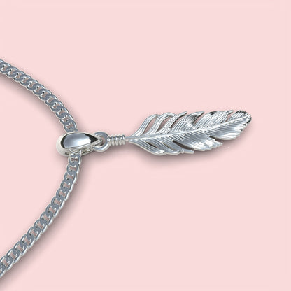 Collar de pluma en plata 950 para hombre