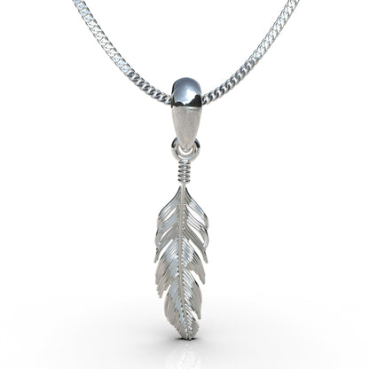 Collar de pluma en plata 950