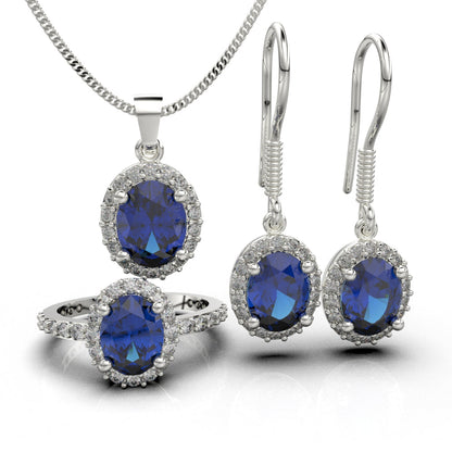 Set de joyas con piedra oval en plata 950 – Colección Oval