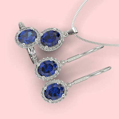 Set de joyas con piedra oval en plata 950 – Colección Oval