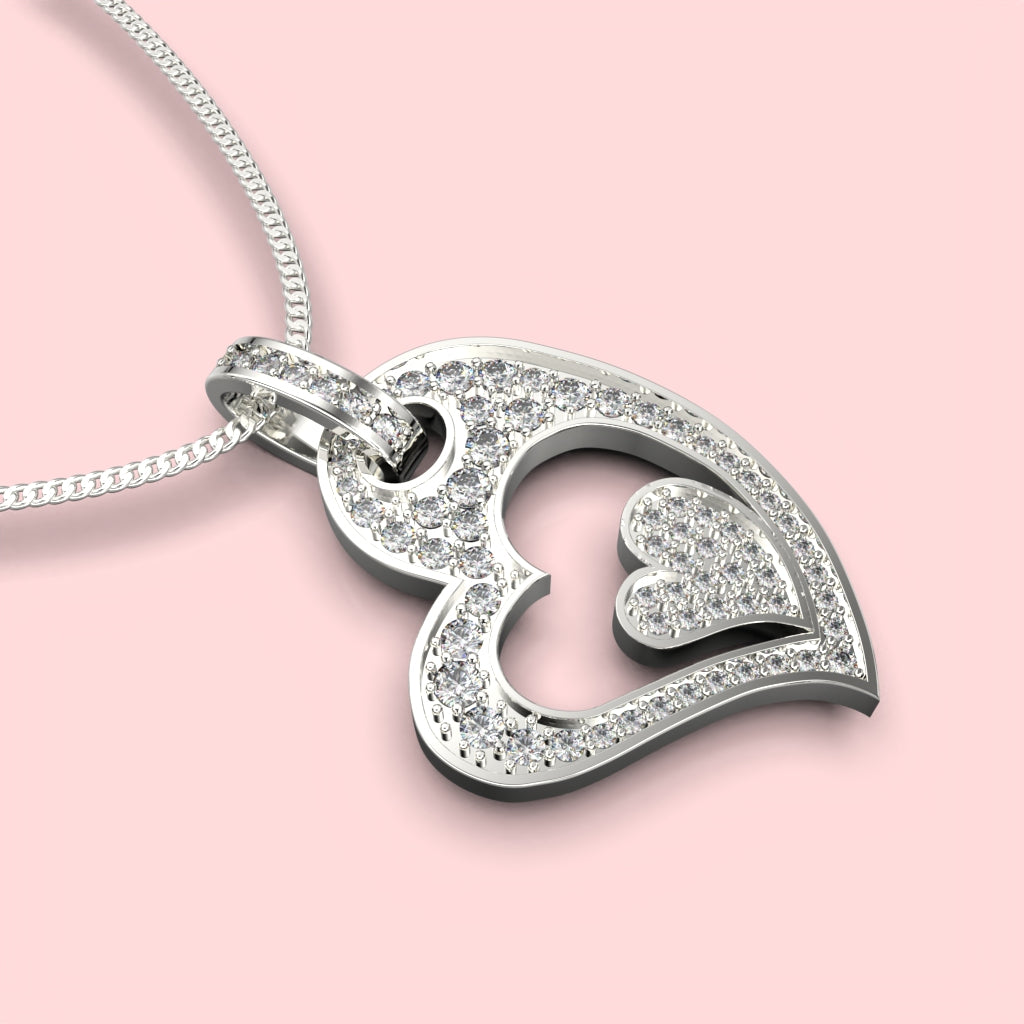 Heart-shaped necklace with circular cut