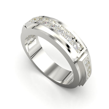 Anillo de bisel para hombre en plata 950