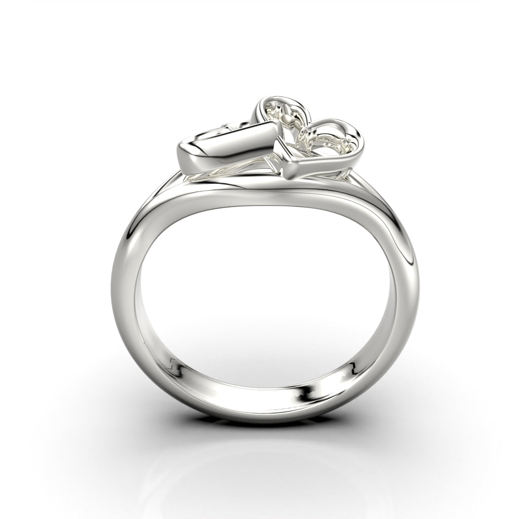 Two Hearts Ring - 950 Silver | Luya Jewelry