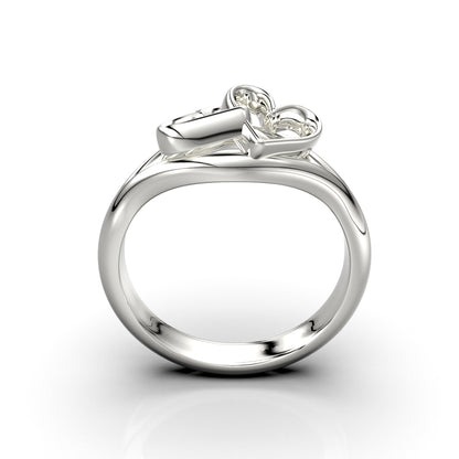 Two Hearts Ring - 950 Silver | Luya Jewelry