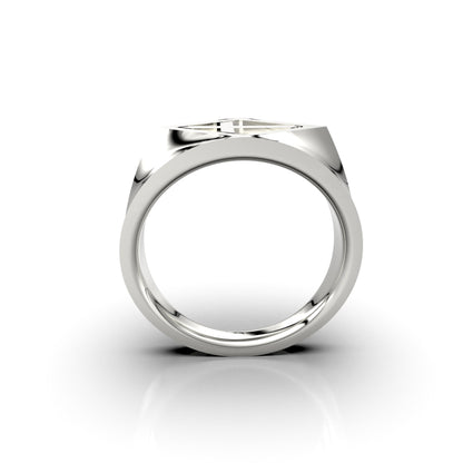 Anillo de cruz en plata 950 y oro