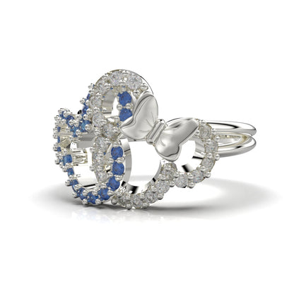 Anillo Minnie con piedra redonda en plata 950