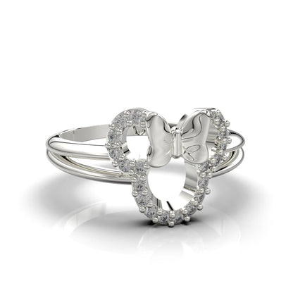 Anillo Minnie con piedras en plata 950