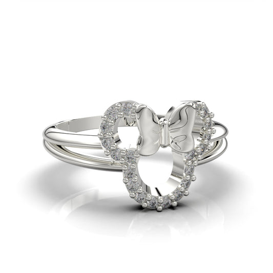 Anillo Minnie con piedras en plata 950