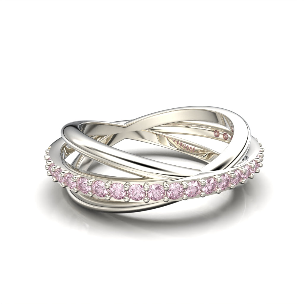 Three-band ring with circular cut