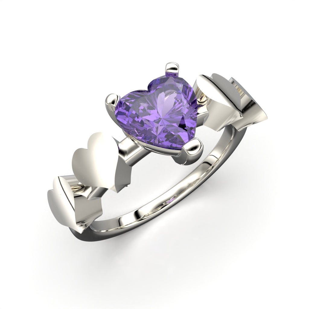 Heart eternity ring - 950 Silver