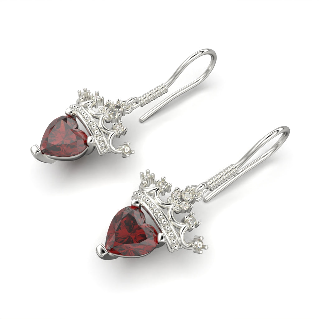 Aretes corazón y corona