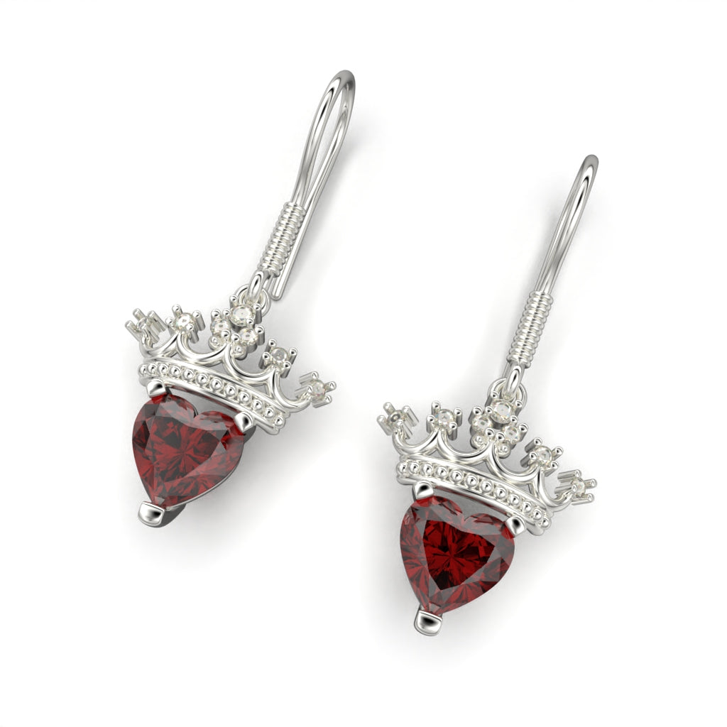 Aretes corazón y corona