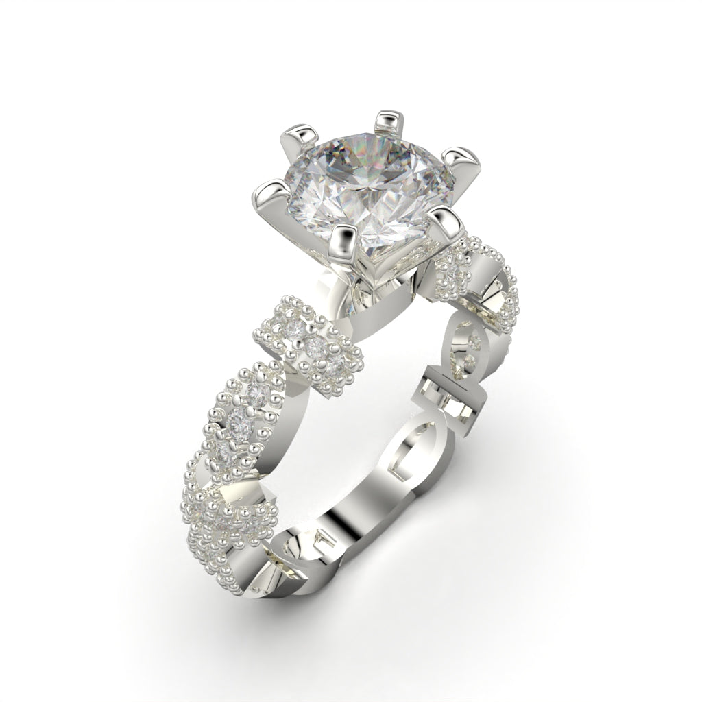 Anillo con piedra redonda en plata 950 – Dalo